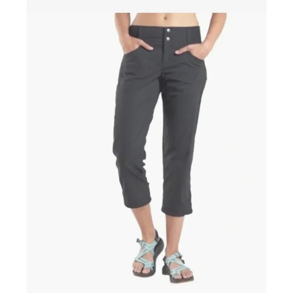 NWT Title Nine Women Gray Clamber Capri Hiking Nylon Pants 12 MSRP$109 - Picture 1 of 12